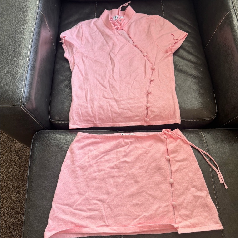 I.AM.GIA Pink Button-Up Top and Skirt Set
